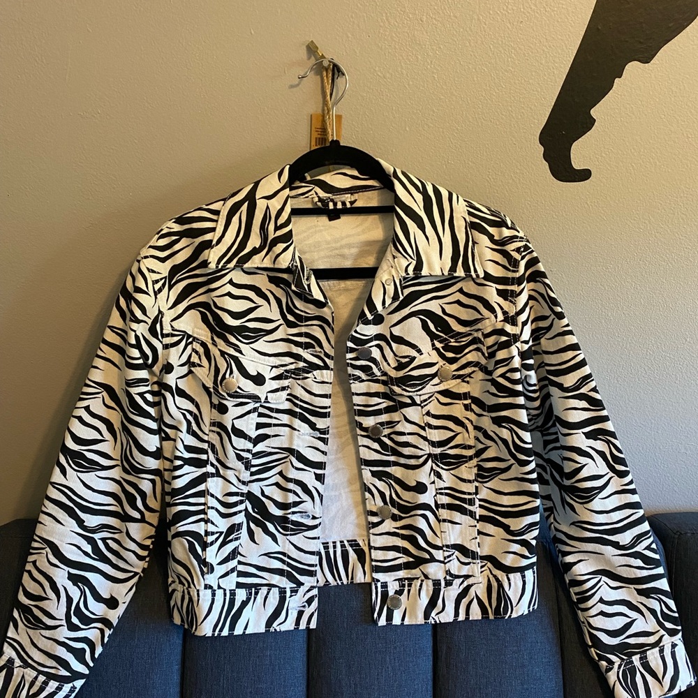 Zebra Cropped Jean Jacket